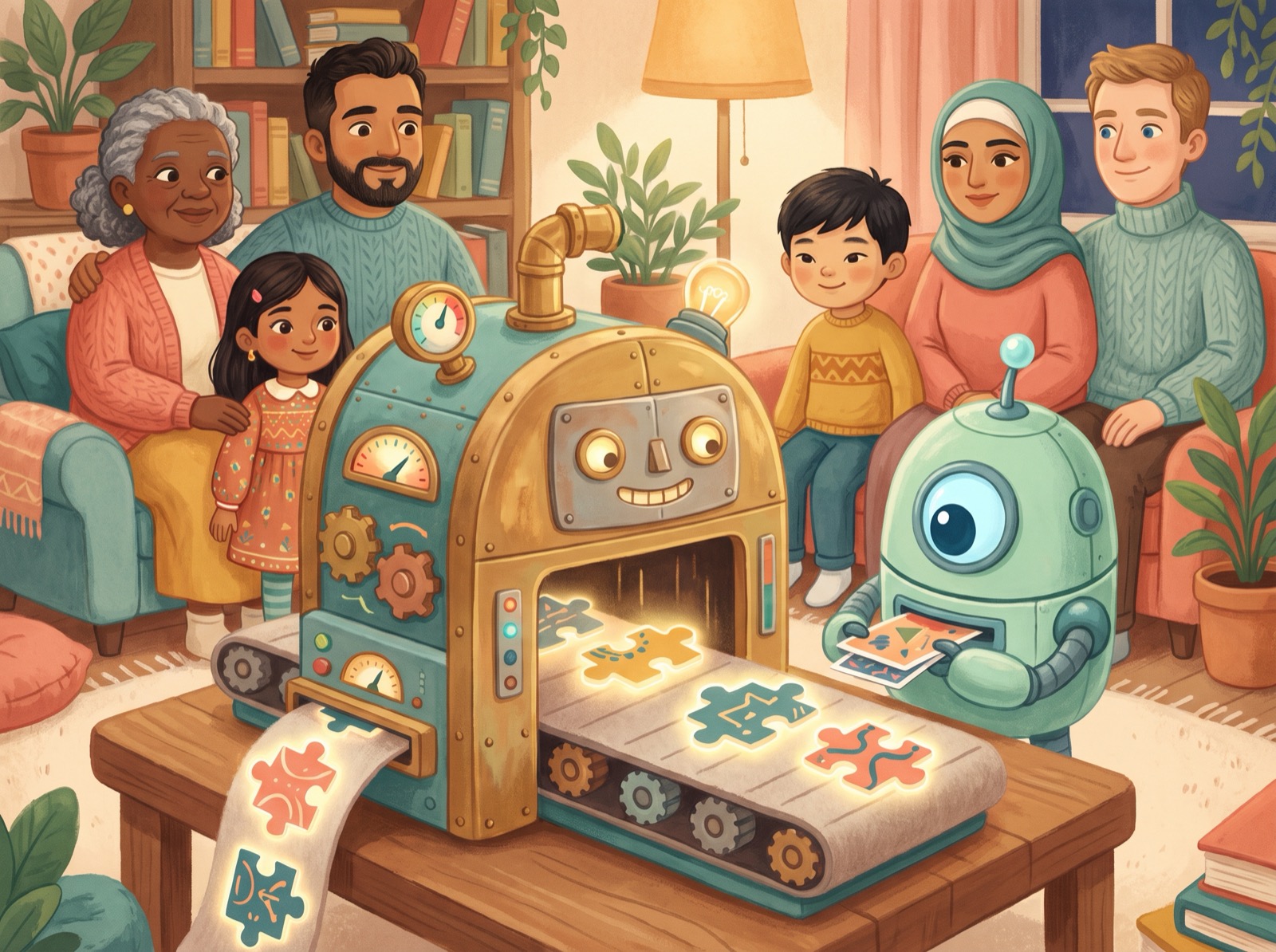 A colorful illustration of AI as the parrot that read the library